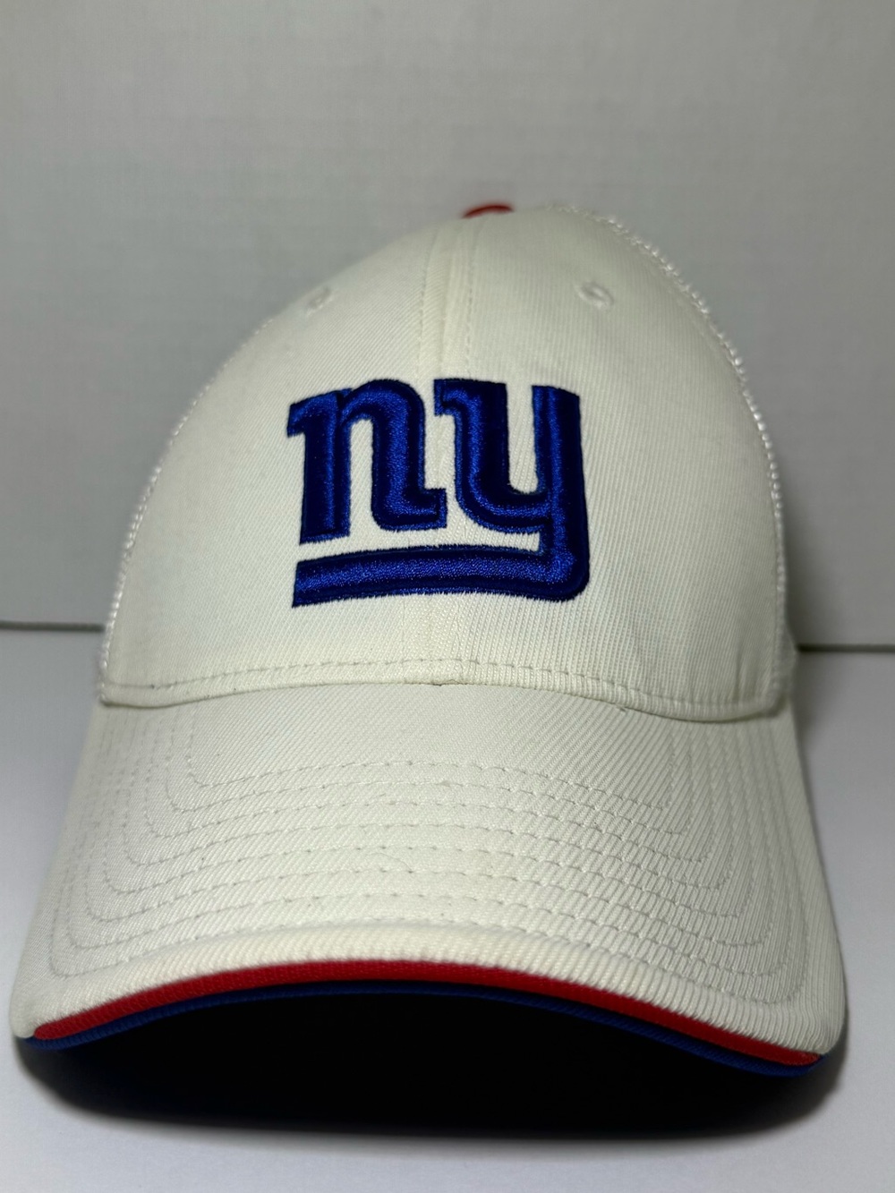 VINTAGE REEBOK NFL NEW YORK GIANTS WHITE MESH FLEX FITTED HAT OSFA